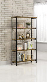 Analiese 63-inch 4-shelf Bookshelf Rustic Nutmeg | Brown | Rustic Nutmeg | 801542