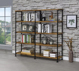 Analiese 63-inch 4-shelf Double Bookshelf Rustic Nutmeg | Brown | Rustic Nutmeg | 801543