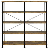 Analiese 63-inch 4-shelf Double Bookshelf Rustic Nutmeg | Brown | Rustic Nutmeg | 801543