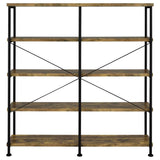 Analiese 63-inch 4-shelf Double Bookshelf Rustic Nutmeg | Brown | Rustic Nutmeg | 801543