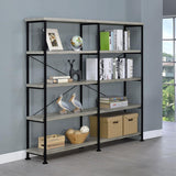 Analiese 63-inch 4-shelf Double Bookshelf Grey Driftwood | Grey | Grey Driftwood | 801544