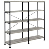 Analiese 63-inch 4-shelf Double Bookshelf Grey Driftwood | Grey | Grey Driftwood | 801544