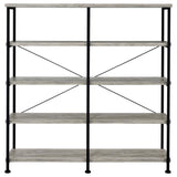 Analiese 63-inch 4-shelf Double Bookshelf Grey Driftwood | Grey | Grey Driftwood | 801544