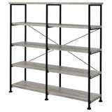 Analiese 63-inch 4-shelf Double Bookshelf Grey Driftwood | Grey | Grey Driftwood | 801544