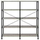 Analiese 63-inch 4-shelf Double Bookshelf Grey Driftwood | Grey | Grey Driftwood | 801544
