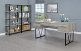 Analiese 63-inch 4-shelf Double Bookshelf Grey Driftwood | Grey | Grey Driftwood | 801544