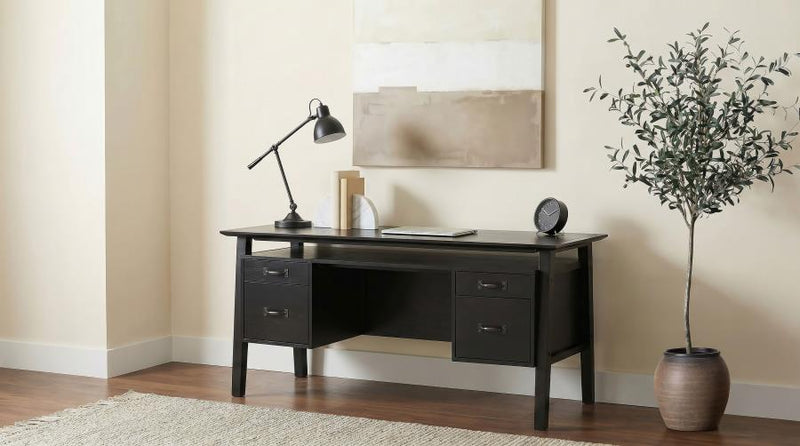 Goodson 64-inch 4-Drawer Double Pedestal Computer Desk Black