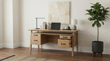 Goodson 64-inch 4-Drawer Double Pedestal Computer Desk Distressed Light Brown | Brown | Distressed Light Brown | 801587