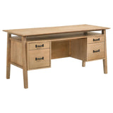 Goodson 64-inch 4-Drawer Double Pedestal Computer Desk Distressed Light Brown | Brown | Distressed Light Brown | 801587