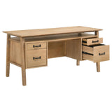 Goodson 64-inch 4-Drawer Double Pedestal Computer Desk Distressed Light Brown | Brown | Distressed Light Brown | 801587
