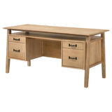 Goodson 64-inch 4-Drawer Double Pedestal Computer Desk Distressed Light Brown | Brown | Distressed Light Brown | 801587
