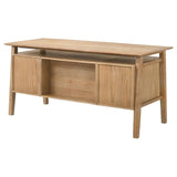 Goodson 64-inch 4-Drawer Double Pedestal Computer Desk Distressed Light Brown | Brown | Distressed Light Brown | 801587