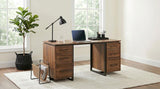 Berhalter 6-Drawer Double Pedestal File Computer Desk | Brown | Walnut / Black | 801596