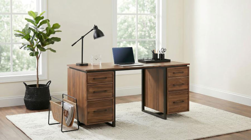 Berhalter 6-Drawer Double Pedestal File Computer Desk
