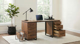 Berhalter 6-Drawer Double Pedestal File Computer Desk | Brown | Walnut / Black | 801596