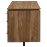 Berhalter 6-Drawer Double Pedestal File Computer Desk | Brown | Walnut / Black | 801596