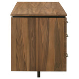 Berhalter 6-Drawer Double Pedestal File Computer Desk | Brown | Walnut / Black | 801596