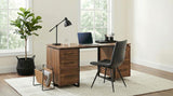 Berhalter 6-Drawer Double Pedestal File Computer Desk | Brown | Walnut / Black | 801596