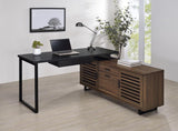 Maddox 60-inch L-Shape Office Computer Desk Black and Walnut | Brown | Walnut | 801861