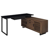 Maddox 60-inch L-Shape Office Computer Desk Black and Walnut | Brown | Walnut | 801861