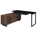 Maddox 60-inch L-Shape Office Computer Desk Black and Walnut | Brown | Walnut | 801861