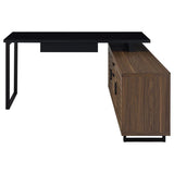 Maddox 60-inch L-Shape Office Computer Desk Black and Walnut | Brown | Walnut | 801861