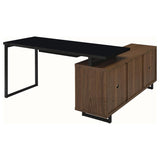 Maddox 60-inch L-Shape Office Computer Desk Black and Walnut | Brown | Walnut | 801861