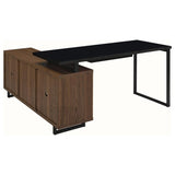 Maddox 60-inch L-Shape Office Computer Desk Black and Walnut | Brown | Walnut | 801861