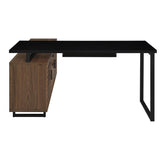 Maddox 60-inch L-Shape Office Computer Desk Black and Walnut | Brown | Walnut | 801861