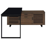 Maddox 60-inch L-Shape Office Computer Desk Black and Walnut | Brown | Walnut | 801861