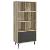 Maeve 70-inch 3-shelf Bookcase with Drawers Distressed Pine | Brown | Distressed Pine | 801923
