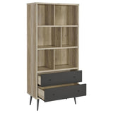 Maeve 70-inch 3-shelf Bookcase with Drawers Distressed Pine | Brown | Distressed Pine | 801923