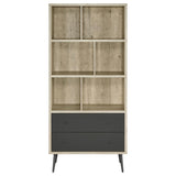 Maeve 70-inch 3-shelf Bookcase with Drawers Distressed Pine | Brown | Distressed Pine | 801923