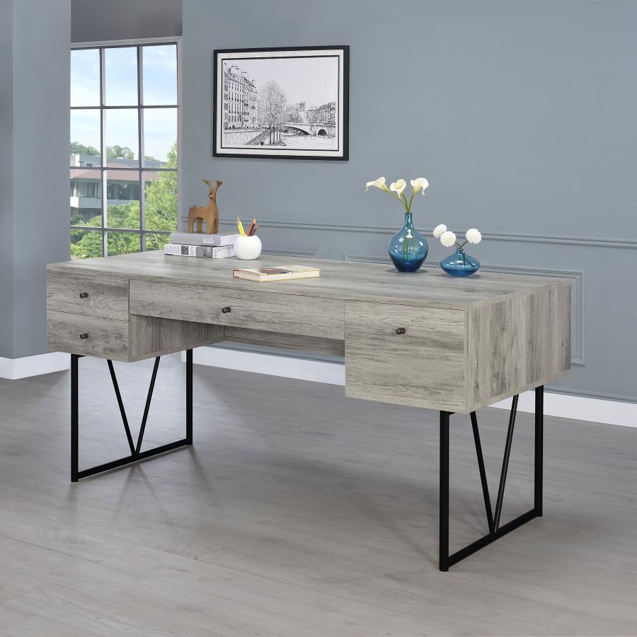 Analiese 63-inch 4-drawer Writing Desk Grey Driftwood | Grey | Grey Driftwood | 801999