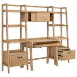 Fabian 4-piece Computer Desk and Bookshelf Set Distressed Light Brown | Brown | Distressed Light Brown | 802041-SET