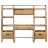 Fabian 4-piece Computer Desk and Bookshelf Set Distressed Light Brown | Brown | Distressed Light Brown | 802041-SET