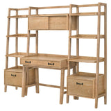 Fabian 4-piece Computer Desk and Bookshelf Set Distressed Light Brown | Brown | Distressed Light Brown | 802041-SET