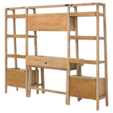 Fabian 4-piece Computer Desk and Bookshelf Set Distressed Light Brown | Brown | Distressed Light Brown | 802041-SET