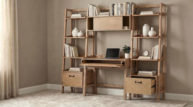 Fabian Bookshelf Bridge with Cubbies Distressed Light Brown