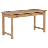 Vermes 55-inch 3-drawer Writing Desk with Power Outlet Light Ash | Brown | Light Ash | 802061
