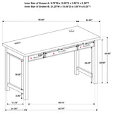 Vermes 55-inch 3-drawer Writing Desk with Power Outlet Light Ash | Brown | Light Ash | 802061