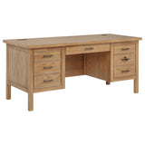 Vermes 66-inch 7-drawer Computer Desk with Power Outlet Light Ash | Full | Brown | Light Ash | 802062