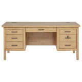 Vermes 66-inch 7-drawer Computer Desk with Power Outlet Light Ash | Full | Brown | Light Ash | 802062