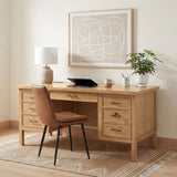 Vermes 66-inch 7-drawer Computer Desk with Power Outlet Light Ash | Full | Brown | Light Ash | 802062