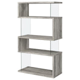 Emelle 63-inch 4-shelf Glass Panel Bookshelf Grey Driftwood | Grey | Grey Driftwood | 802340
