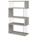 Emelle 63-inch 4-shelf Glass Panel Bookshelf Grey Driftwood | Grey | Grey Driftwood | 802340