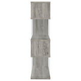 Emelle 63-inch 4-shelf Glass Panel Bookshelf Grey Driftwood | Grey | Grey Driftwood | 802340