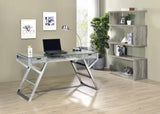 Emelle 63-inch 4-shelf Glass Panel Bookshelf Grey Driftwood | Grey | Grey Driftwood | 802340
