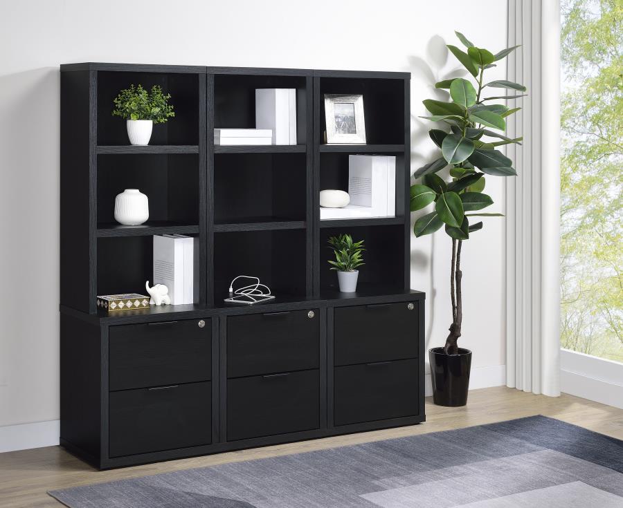 Westpark 3-piece Wall Unit Bookcase Set with USB Black | King | Black | 802703-S3