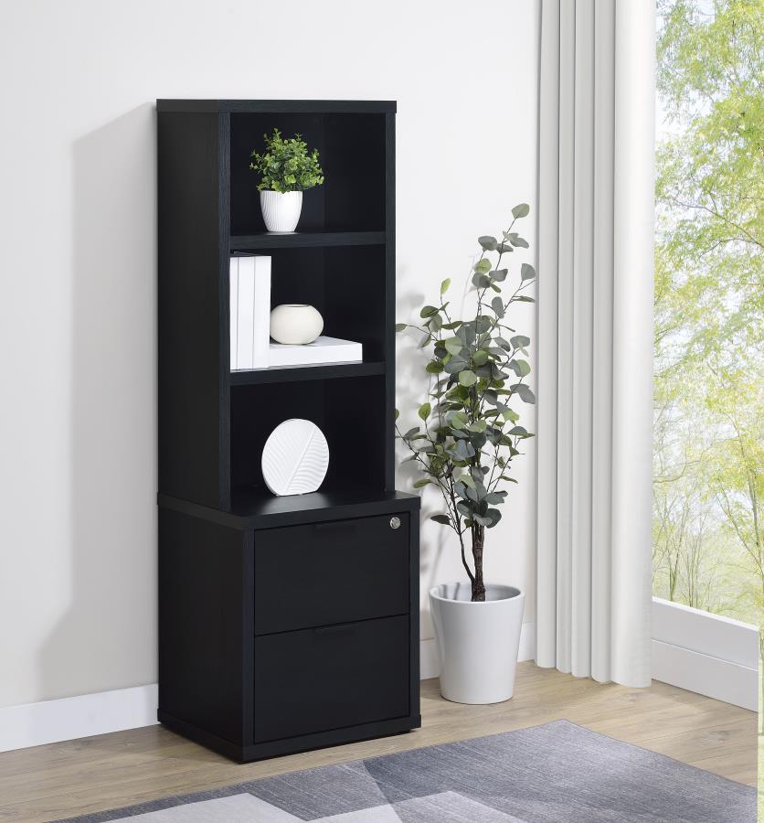 Westpark 3-shelf Bookcase USB and Lockable Drawer Black | King | Black | 802703